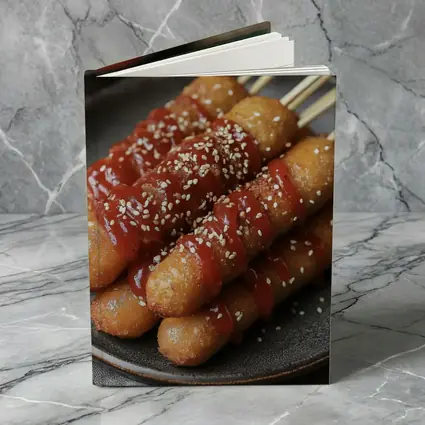 Korean Street Food Skewers Red Sauce Sesame