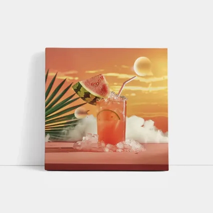 Watermelon Summer Cocktail Tropical Sunset Scene