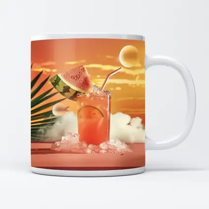 Watermelon Summer Cocktail Tropical Sunset Scene