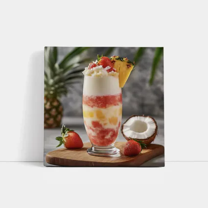Tropical Strawberry Pineapple Coconut Layered Drink