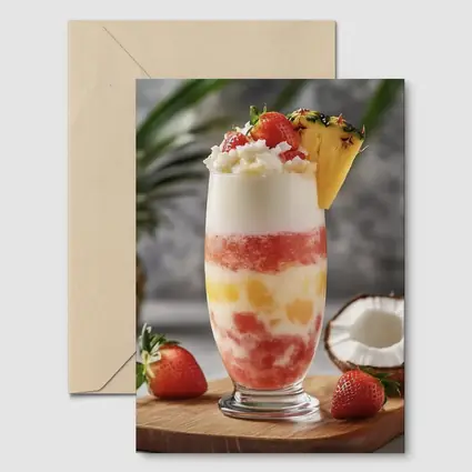 Tropical Strawberry Pineapple Coconut Layered Drink