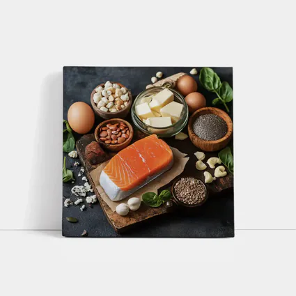 Salmon Eggs Nuts Seeds Food Dark Background