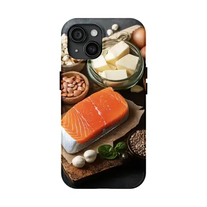 Salmon Eggs Nuts Seeds Food Dark Background