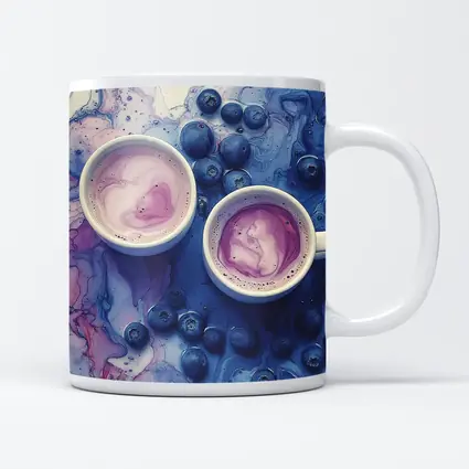 Blueberry Latte Cups Blue Marble Background