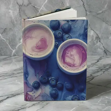 Blueberry Latte Cups Blue Marble Background