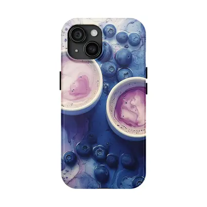 Blueberry Latte Cups Blue Marble Background