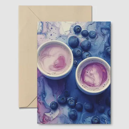 Blueberry Latte Cups Blue Marble Background