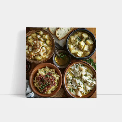 Bacalhau Cod Dishes Rustic Wooden Table