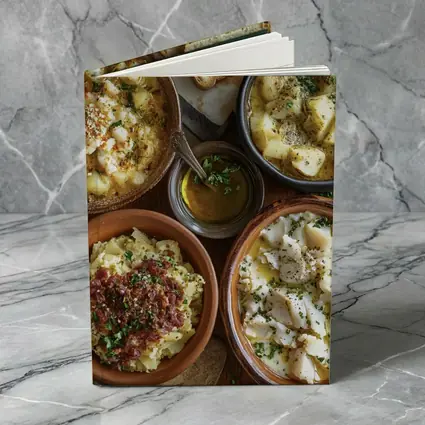 Bacalhau Cod Dishes Rustic Wooden Table
