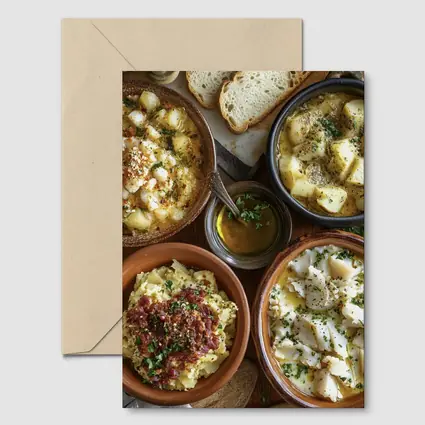 Bacalhau Cod Dishes Rustic Wooden Table