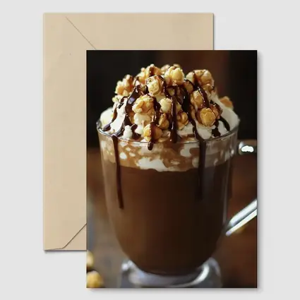 Hot Chocolate Caramel Popcorn Whipped Cream Mug