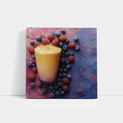 Berry Smoothie Glass on Colorful Painted Background