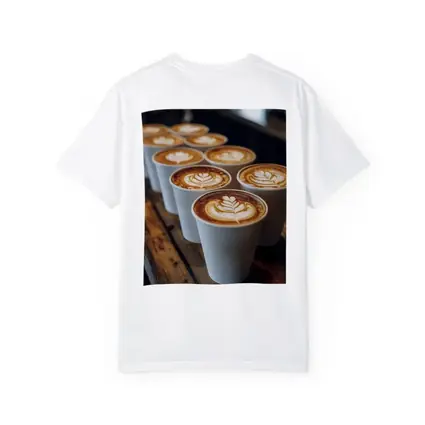 Latte Art Coffee Cups on Wooden Bar