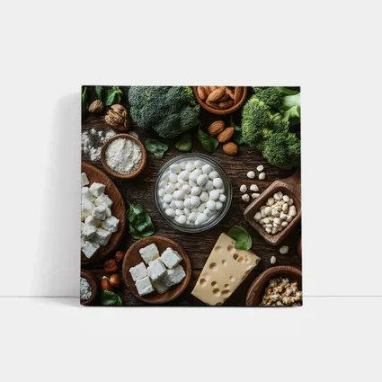 Calcium Rich Foods On Wooden Table