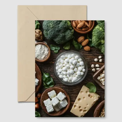 Calcium Rich Foods On Wooden Table