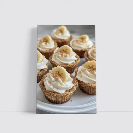 Mini Banana Cream Cheesecakes White Plate