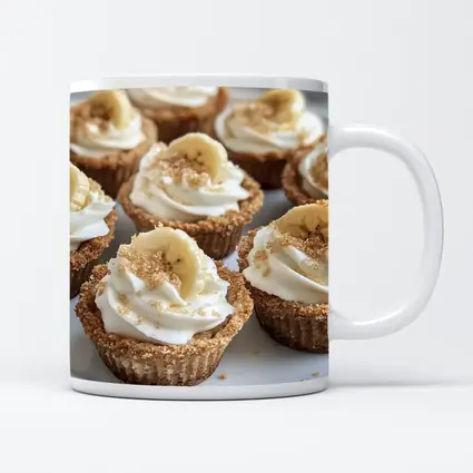 Mini Banana Cream Cheesecakes White Plate