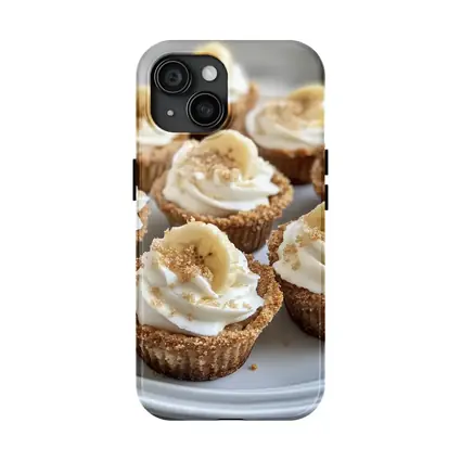 Mini Banana Cream Cheesecakes White Plate