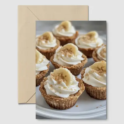 Mini Banana Cream Cheesecakes White Plate