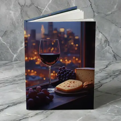 Red Wine Cheese Grapes City Night View