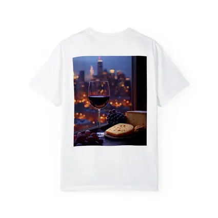 Red Wine Cheese Grapes City Night View