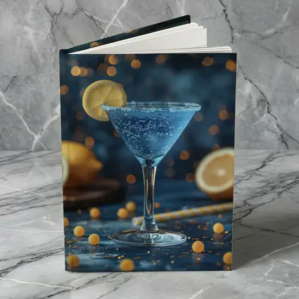 Blue Lemon Martini Cocktail Bokeh Background