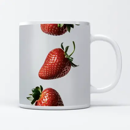 Three Fresh Strawberries Falling Gray Background