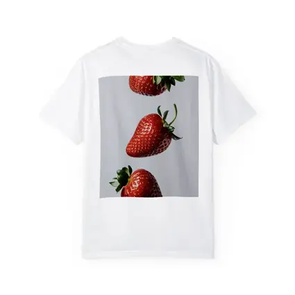 Three Fresh Strawberries Falling Gray Background