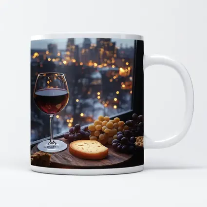 Red Wine Cheese Board City Night View