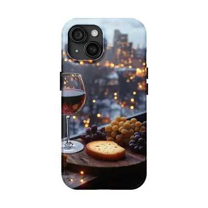 Red Wine Cheese Board City Night View