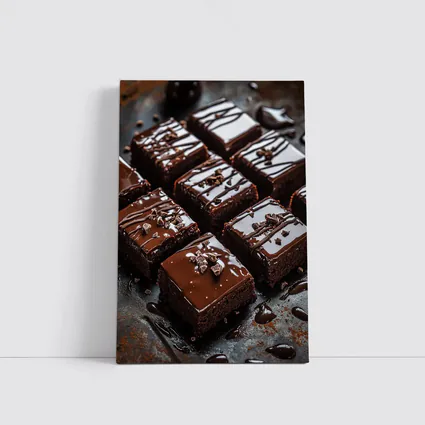 Chocolate Brownies With Ganache Dark Background