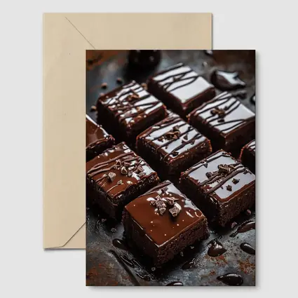 Chocolate Brownies With Ganache Dark Background