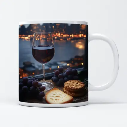Red Wine Cheese Grapes City Night