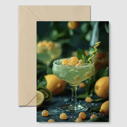 Citrus Cocktail Glass With Lemon Fruit