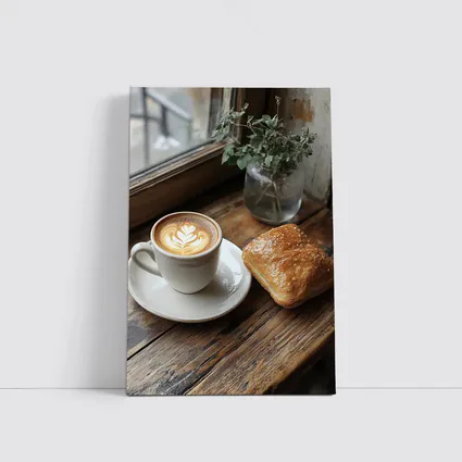 Latte Art Coffee Pastry Rustic Window