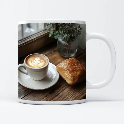 Latte Art Coffee Pastry Rustic Window