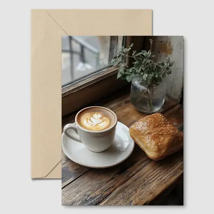Latte Art Coffee Pastry Rustic Window