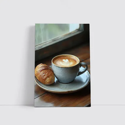 Latte Art Coffee Cup Croissant Window