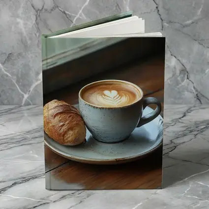 Latte Art Coffee Cup Croissant Window