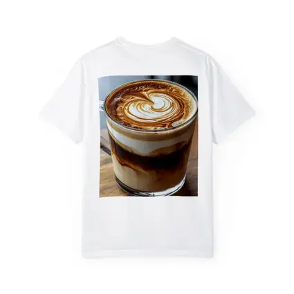 Latte Art Coffee Glass Mug Wooden Table