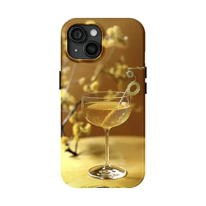 Champagne Coupe Glass Yellow Floral Background