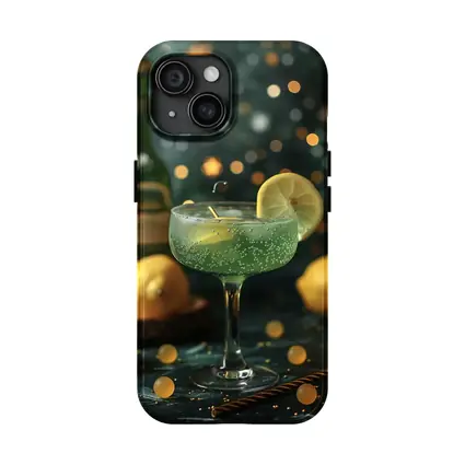 Green Cocktail Lemon Garnish Bokeh Bar