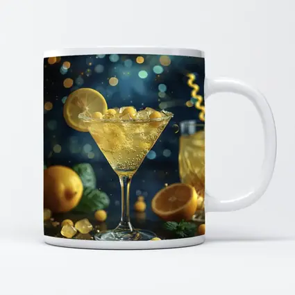 Lemon Martini Cocktail Starry Night Background