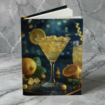 Lemon Martini Cocktail Starry Night Background