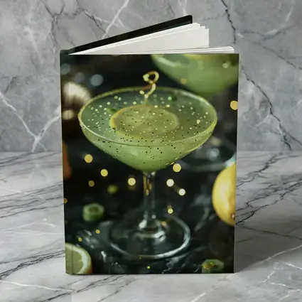 Green Cocktail Glass Gold Glitter Dark Background