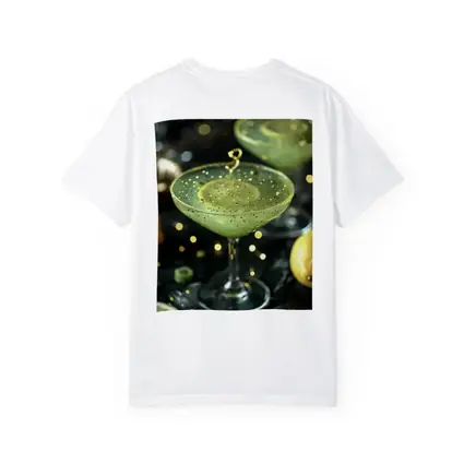 Green Cocktail Glass Gold Glitter Dark Background