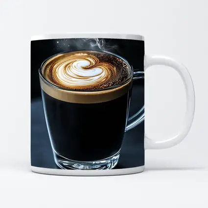Steaming Latte Art Glass Cup Dark Background