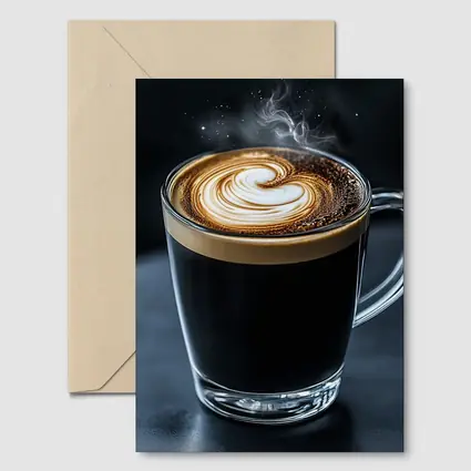 Steaming Latte Art Glass Cup Dark Background