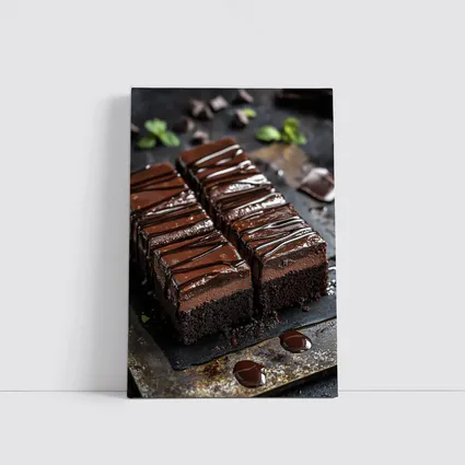 Dark Chocolate Brownie Slices On Slate