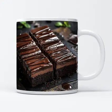 Dark Chocolate Brownie Slices On Slate
